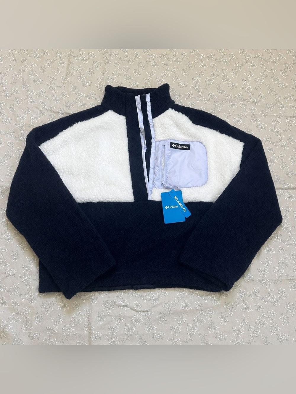 Columbia Sherpa Fleece Cropped Quarter Zip Teddy Jacket Medium NWT